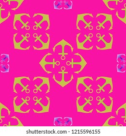 Amazing new multicolor sea glamorous fairy anchor background seamless.