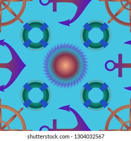 Amazing new multicolor sea glamorous magian anchor background sun seamless.