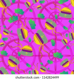 Amazing new multicolor sea hat seaman with tape background seamless.