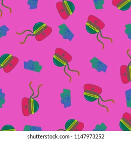 Amazing new multicolor sea hat sailor with ribbon background seamless.