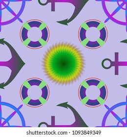 Amazing new multicolor sea lovely magic anchor background sun seamless.