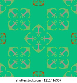 Amazing new multicolor sea lovely magical anchor background seamless.