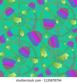 Amazing new multicolored sea cap seaman with tape background seamless.