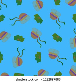 Amazing new multicolored sea cap sailor with tape background seamless.