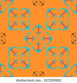 Amazing new multicolored sea charming magic anchor background seamless.