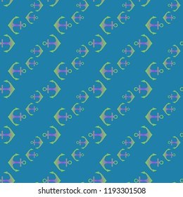 Amazing new multicolored sea charming magical anchor background seamless.