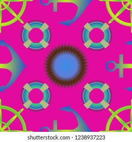 Amazing new multicolored sea charming fairy anchor background sun seamless.