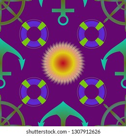 Amazing new multicolored sea charming magian anchor background sun seamless.