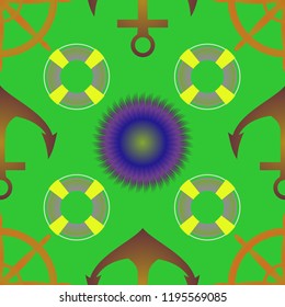 Amazing new multicolored sea glamorous magic anchor background sun seamless.