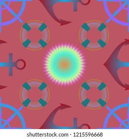 Amazing new multicolored sea glamorous magian anchor background sun seamless.