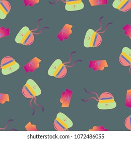 Amazing new multicolored sea hat seaman with ribbon background seamless.