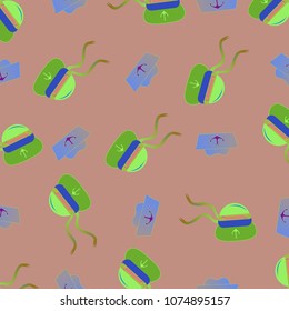 Amazing new multicolored sea hat sailor with tape background seamless.