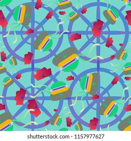 Amazing new multicolored sea hat seaman with tape background seamless.