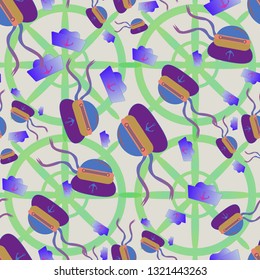 Amazing new multicolored sea hat sailor with tape background seamless.