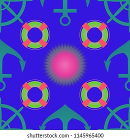 Amazing new multicolored sea lovely fairy anchor background sun seamless.