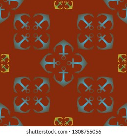 Amazing new multicolored sea lovely magical anchor background seamless.