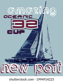 Amazing Oceanic Cup New Port T-shirt design vector