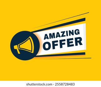 Amazing offer banner element with megaphone. vector design flat type.