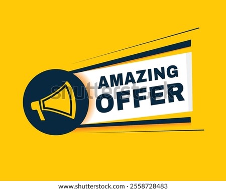 Amazing offer banner element with megaphone. vector design flat type.