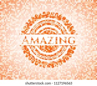 Amazing orange mosaic emblem