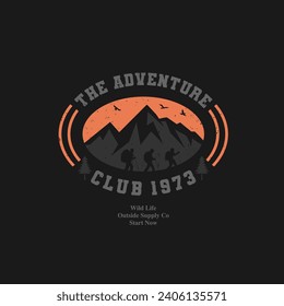 amazing outdoors logo,vintage style typography slogan. Abstract design vector illustration for print tee shirt and more uses. 