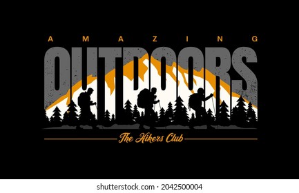 amazing outdoors,vintage style typography slogan. Abstract design vector illustration for print tee shirt and more uses.
