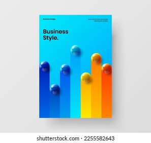 Amazing pamphlet vector design illustration. Minimalistic realistic spheres postcard concept.