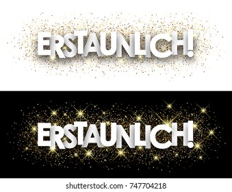 Amazing paper banner with shining sand, German. Vector illustration.