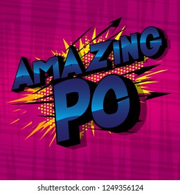 Amazing PC (Acronym which stands for Personal Computer) - Vector illustrated comic book style phrase on abstract background.