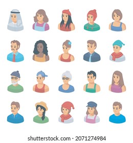 Amazing People Avatars vector icon set.