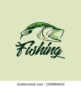 amazing pike fishing vector logo