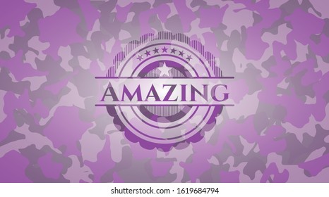 Amazing pink on camo pattern. Vector Illustration. Detailed.