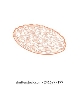 Amazing pizza, enough for everyone and satisfy your hunger, isolate, vector, meal, sausage, kitchen, fast food, tomato, line art, meat