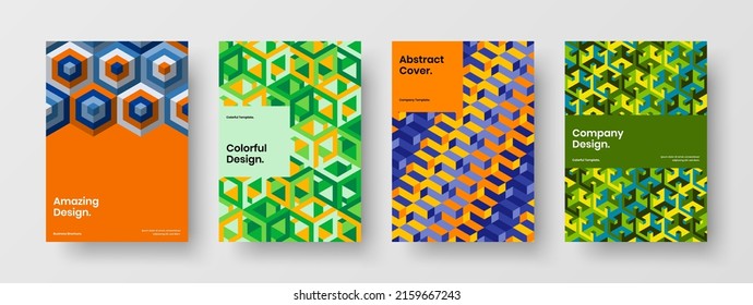 Amazing placard A4 vector design illustration collection. Modern geometric hexagons presentation layout set.
