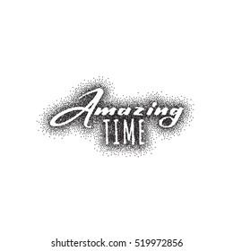 Amazing. Pointillism Calligraphy. Unique Custom Characters. Hand Lettering for Designs - logos, badges, postcards, posters, prints. Modern brush handwriting Typography.