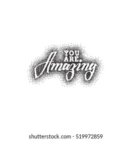 Amazing. Pointillism Calligraphy. Unique Custom Characters. Hand Lettering for Designs - logos, badges, postcards, posters, prints. Modern brush handwriting Typography.