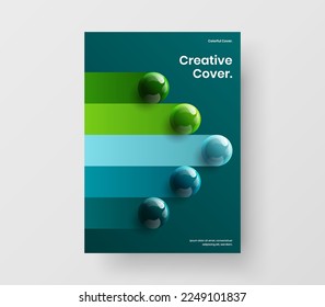 Amazing postcard A4 design vector layout. Original realistic spheres banner illustration.
