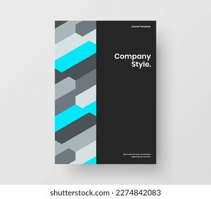 Amazing postcard A4 design vector layout. Vivid geometric shapes banner concept.