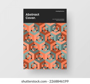Amazing postcard vector design illustration. Isolated mosaic hexagons pamphlet layout.