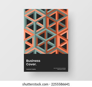 Amazing postcard vector design layout. Bright geometric tiles brochure template.