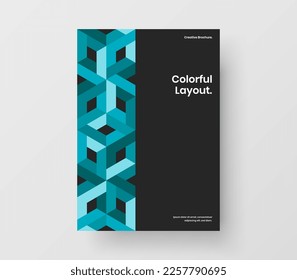Amazing postcard vector design template. Clean geometric hexagons banner layout.