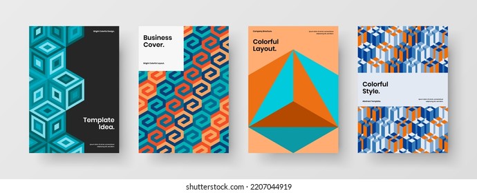 Wunderbares Poster A4 Vektor Design Layout Kollektion. Moderne Mosaikhexagons platzieren die Vorlagenzusammensetzung.
