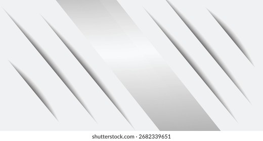 Amazing premium background. Elegant gray white diagonal lines with smooth soft shadow. Light silver grey  luxury business banner modern style  