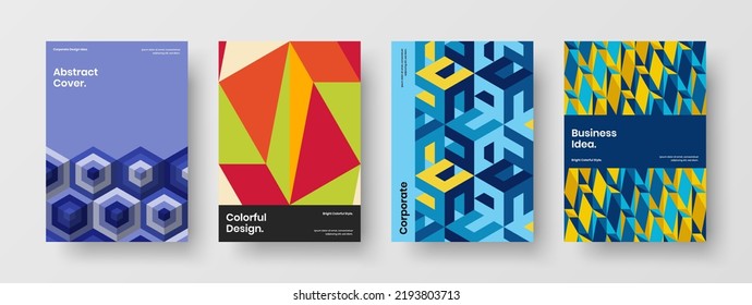 Amazing presentation A4 design vector concept bundle. Clean mosaic tiles cover template composition.