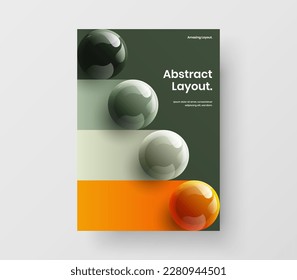 Amazing presentation A4 design vector layout. Creative realistic spheres flyer concept.