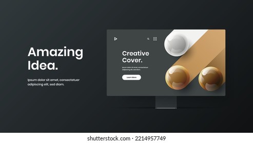 Amazing presentation design vector concept. Bright monitor mockup site screen template.