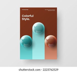 Amazing presentation design vector concept. Trendy realistic balls magazine cover template.