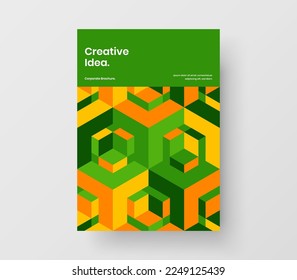 Amazing presentation design vector concept. Clean mosaic hexagons leaflet template.