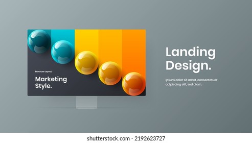 Amazing presentation design vector illustration. Abstract monitor mockup landing page layout.