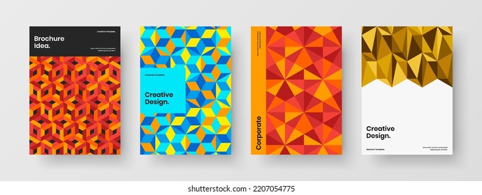 Amazing presentation design vector illustration composition. Minimalistic mosaic tiles company cover layout collection.